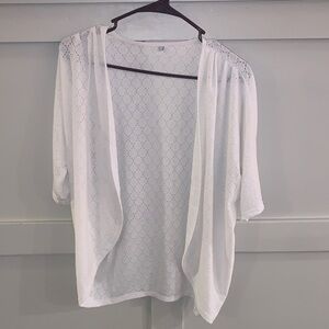 White Eyelet Open Cardigan